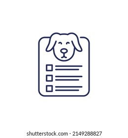 Dog document line icon on white