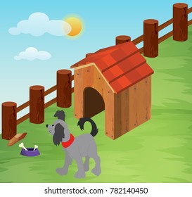 Dog with doghouse 