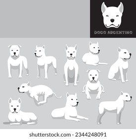 Hund Dogo Argentino Cartoon Vektorgrafik Farbvariante Set