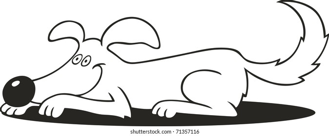 dog doing down trick for coloring book