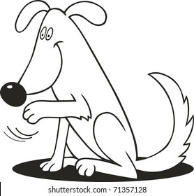 Dog doing wave hello trick for coloring book