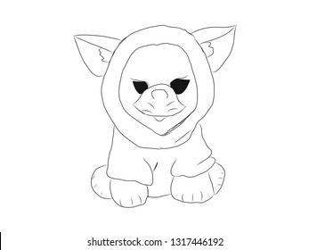 Dog doll drawing with line-art on white backgrounds.vector illustration.