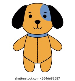 dog doll for kids happy fun flat color vector illustration template design