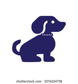 Dog, domestic animal, silhouette, sitting shape of dog, dachshund  vector icon 