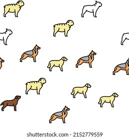 Dog Domestic Animal Vector Seamless Pattern Thin Line Illustration