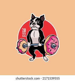 Dog Donuts And Deadlifts Cartoon