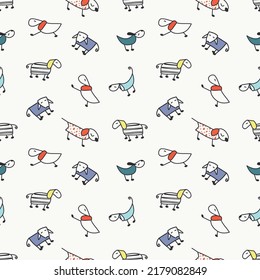 patrón textil para niños de doodle de perro