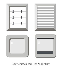 Dog doors vector cartoon set isolated on a white background.