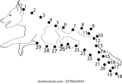 Dog dot to dot coloring page