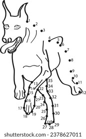 Dog dot to dot coloring page
