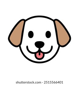 Desenho de cão Design Vetor ilustração Clipart Eps, rosto de cão feliz isolado no fundo branco