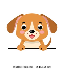 Desenho de cão Design Vetor ilustração Clipart Eps, rosto de cão feliz isolado no fundo branco