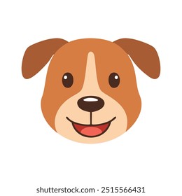 Desenho de cão Design Vetor ilustração Clipart Eps, rosto de cão feliz isolado no fundo branco