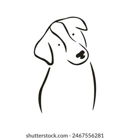 Dog drawing in flat style. Pet illustration. Element for poster, card, print, textile. Concept of pet care, grooming, animal nutrition.  EPS10
