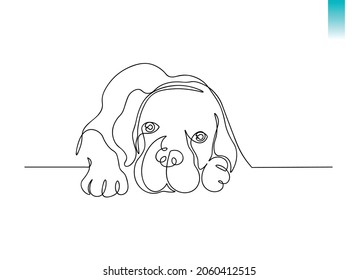 Dog drawing vector using continuous single one line art style isolated on white background. bulldog dog design silhouette. Logo symbol for the logo of pet animal. Concept of wildlife, pets, veterinary