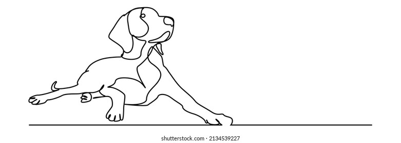Dog drawing vector using continuous single one line art style isolated on white background.
