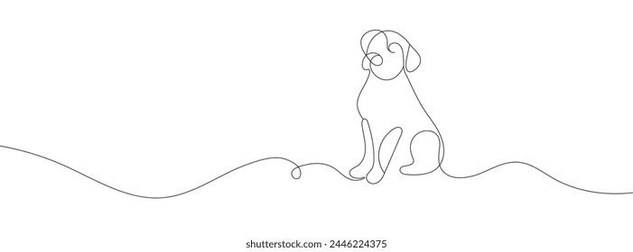 The dog is drawn with one line, minimalistic style. Vector, eps 10. Illustration