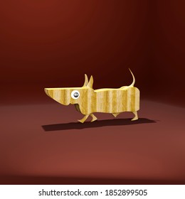 Hund gezeichnet und gezeichnet 3D