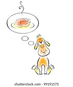 The dog is dreaming about food