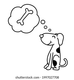 Dog dreaming cartoon illustration isolated