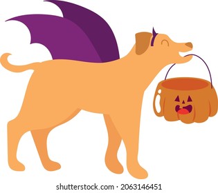 Dog dressed as a bat vampire