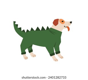 Сute dog dressed up in a dragon costume