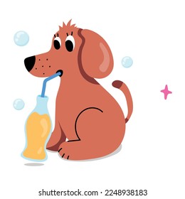 Dog drink flat sticker is handy and scalable  