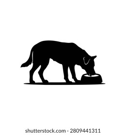 Dog drinking silhouette icon vector flat design.