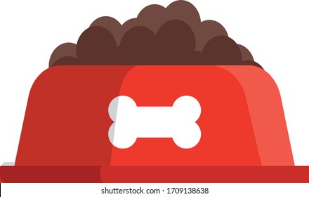 Cuenco de comida seca para perros aislado en fondo blanco. Material vectorial