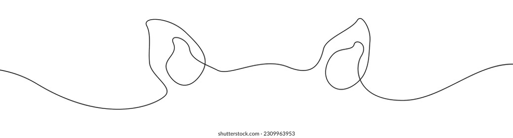 Dog ears icon line continuous drawing vector. One line Dog ears icon vector background. Dog ears icon. Continuous outline of a Dog ears icon.