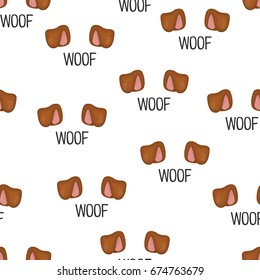 Dog ears isolated. Vector illustration. Seamless pattern. Woof.