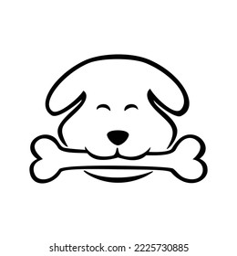 dog eat bone silhouette design. cute pet logo template, sign and symbol.
