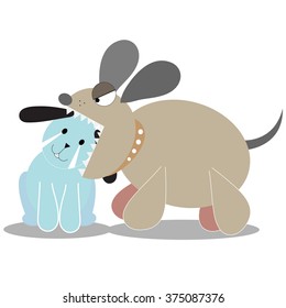 DOG EAT DOG ISOLATED ON WHITE BACKGROUND