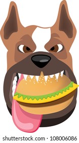Dog eating burger