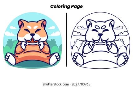 the dog is eating with coloring pages