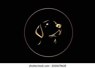Dog elegant logo with initials for company -vector