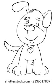 Perro. Elemento para colorear página. Estilo de caricatura.