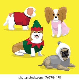 Dog in Elf Clothes Cartoon Vector Illustration