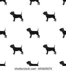 Dog with elizabethan collar icon in black style isolated on white background. Veterinary clinic symbol stock vector illustration.