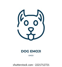 Icono de emoji canino. Ilustración vectorial lineal de la colección emoji. Esbozar el vector de icono del emoticono del perro. Símbolo de línea delgada para uso en aplicaciones web y móviles, logotipo, medios impresos.