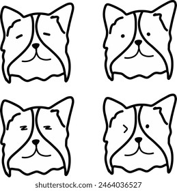 Dog Emoji Stickers: Create Line Art Pups with Emoticon Faces for Printing