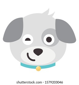 Dog emoji vector isolated on white background.