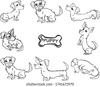 Dog Emotions Cartoon Illustration Set 02