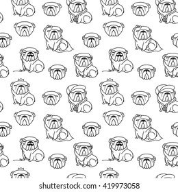 Dog English bulldog pattern seamless.