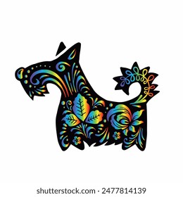 dog with ethnic Russian rainbow gradient, symbol, vector illustration eps 10