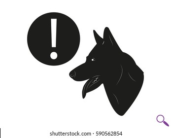 dog, exclamation mark icon, vector illustration eps10