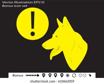 dog, exclamation mark icon, vector illustration eps10