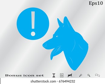 dog, exclamation mark icon, vector illustration eps10