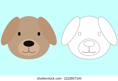 Dog face cartoon character. Cute outline dog animal face coloring book for kids. Vector illustration. Outline icon dog head. Cartoon face logo.