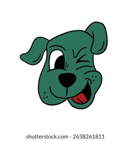 dog face cartoon retro illustration